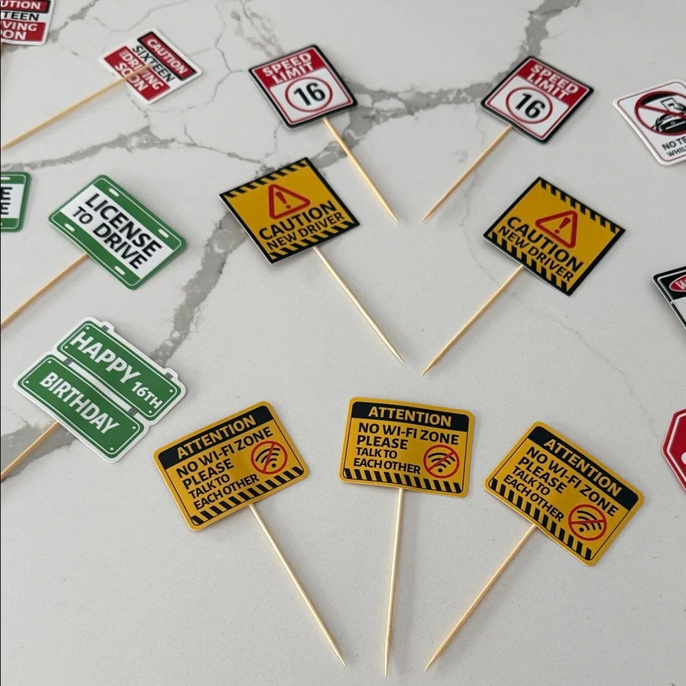16th Birthday Party cake/cupcake toppers